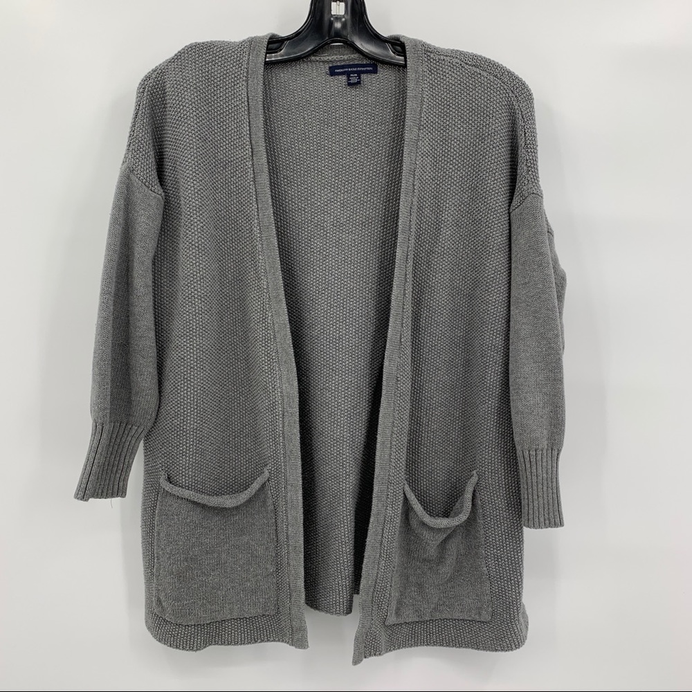 American Eagle Outfitters Gray Relaxed Open 3/4 Sleeve Cardigan Size Medium